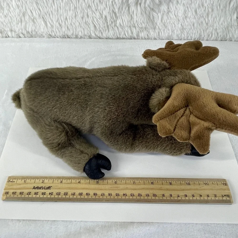JAAG Plush Moose Stuffed Animal Brown Soft Forest Wildlife Lying Down 12 Inch
